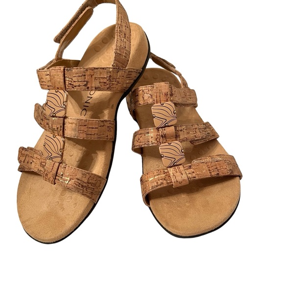 Vionic Amber Adjustable Natural Cork With Gold Flecks Sandals Size 7 W - Picture 6 of 7